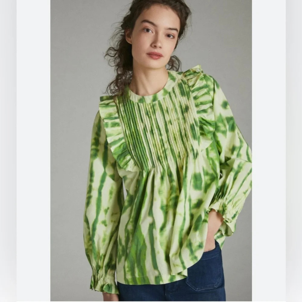 SAMANT CHAUHAN by ANTHROPOLOGIE NWOT Emilia‎ Ruffled Tie Dye Blouse